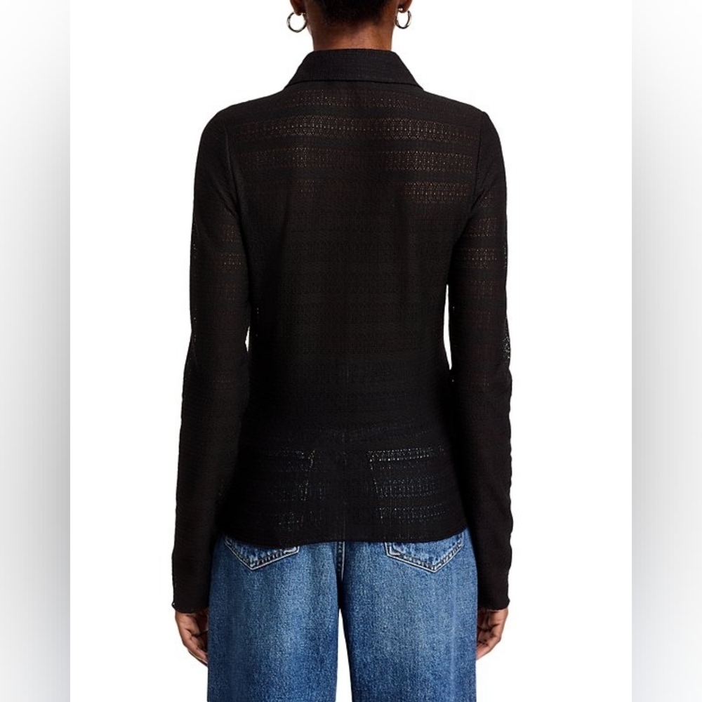 Rag & Bone Julia Polo Shirt Black New Med - Picture 2 of 10